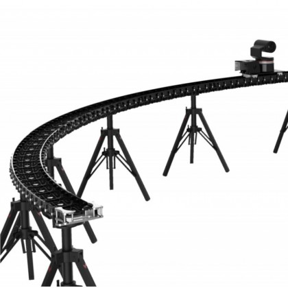Panatrack - Slider pliable avec dolly pour caméra PTZ Panasonic AW-UE150 offrant un déploiement jusqu'à 50 m !