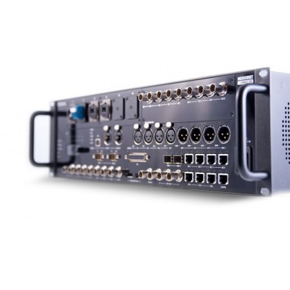 MediorNet Compact PRO, boîtier de distribution pour le transport de signaux vidéo et audio sur IP via fibre pour la production en direct (50 Go/s, 12 signaux HD-SDI)