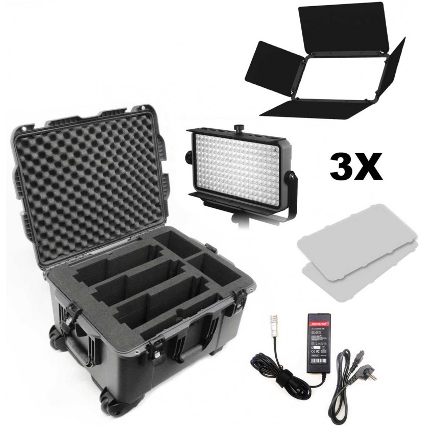 Kinotehnik Practilite 802, Kit avec 3 panneaux LED pour la production de vidéos sur le terrain